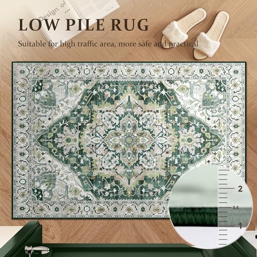 2x3 Green Small Entryway Doormat 2x3 Front Door Rug Indoor Entrance Kitchen Bathroom Carpet Farmhouse Non Slip Washable Low Pile Floor Carpet, Green/Multi