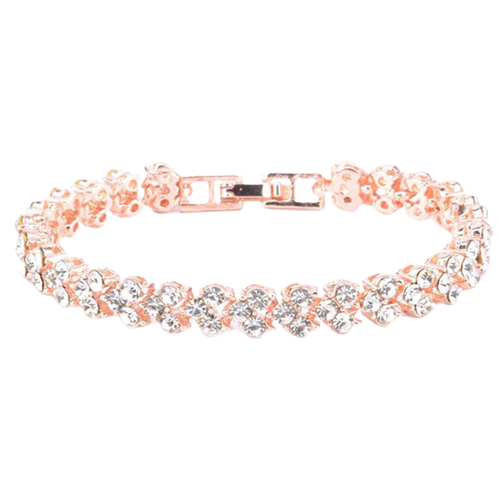 Charm Bracelet for Women Chain Cubic Elegant Woman Zircon Rhinestone Inlaid Bangle for Valentines Day Gift Birthday Present