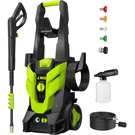 Pressure Washer, Power Washer with 4 Quick Connect Nozzles 1 Foam Cannon, High Pressure Cleaning Machine for Cars/Fences/Driveways/Patios/Farms/Home Cleaning