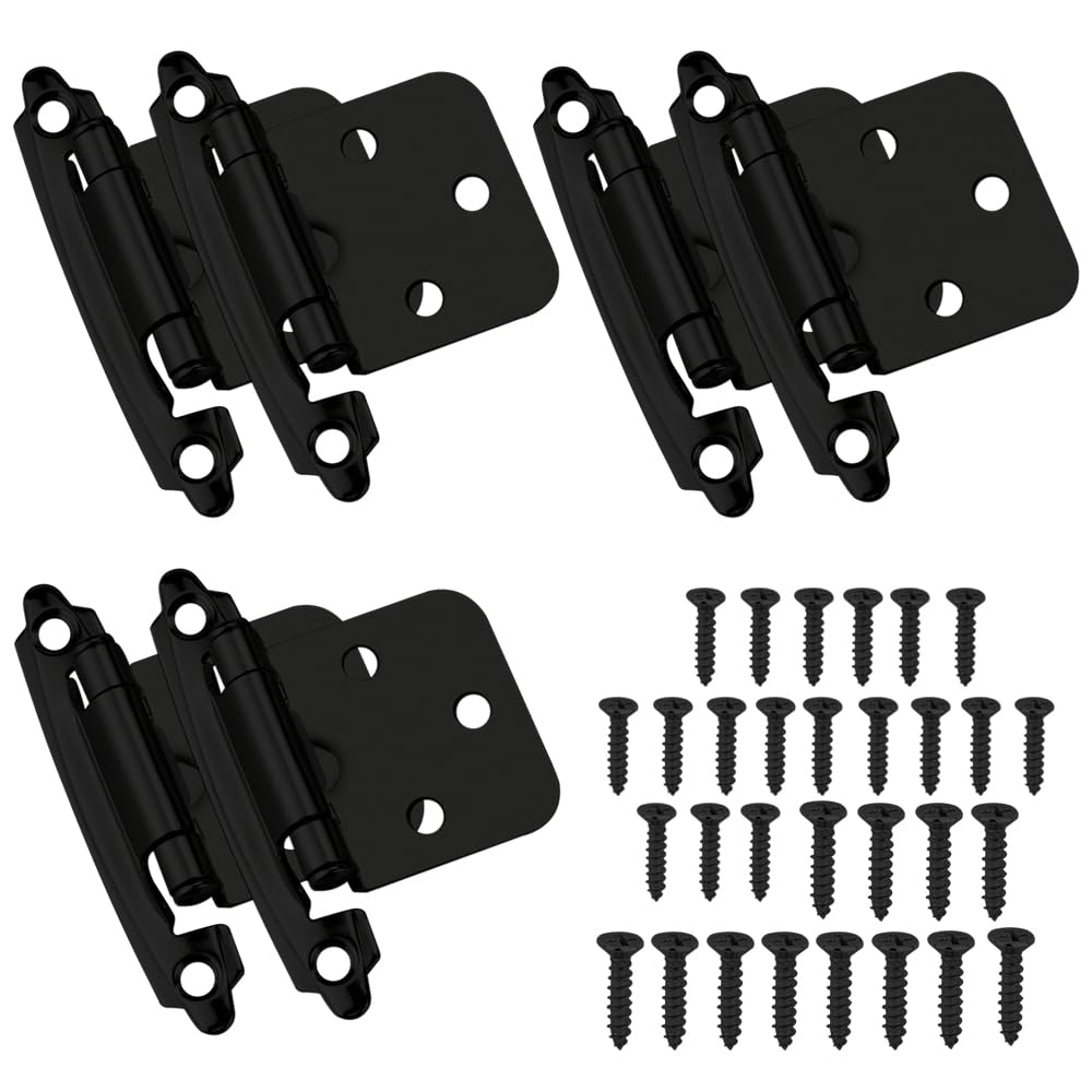 AFASOESPack of 6 Spring Hinges Self-Closing 270 Degree Flush Hinge with Screws Black Cabinets Overlay Kitchen Cabinet Hinge Spring Cabinet Hinges for Kitchen Cabinet Doors Furniture