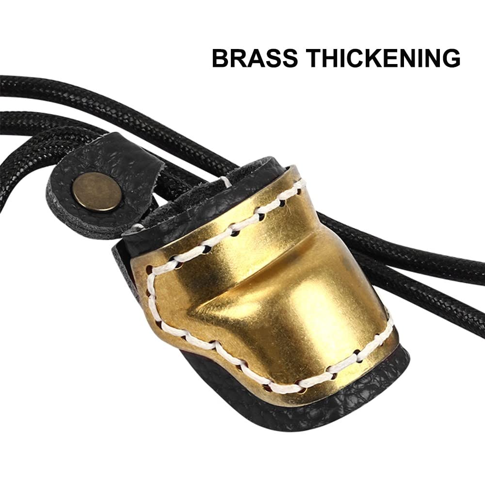 DONGKER Archery Thumb Ring, Archery Finger Tabs PU Leather Thumb Guard Ring with Rope for Traditional Bow Shooting