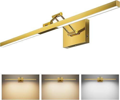 VONLUCE 3CCT - Lámpara LED de tocador de baño de 30 pulgadas, luces LED modernas de tocador con brazo giratorio de 360, lámpara de baño de 11.4 W