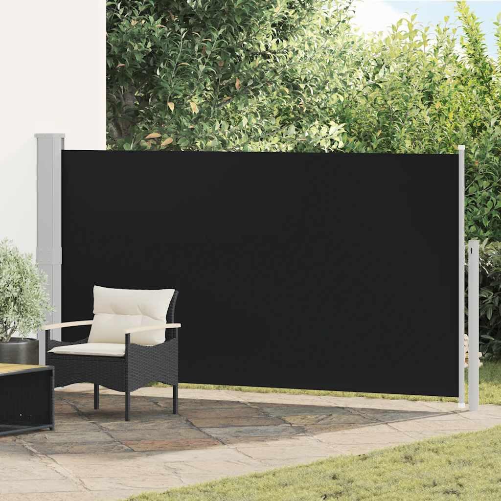 Boczny żagiel przeciwsłoneczny 160 x 300 cm, czarny, ze stalową ramą, odporny na promieniowanie UV, odporny na działanie promieni UV, na balkon i do ogrodu, odporny na warunki atmosferyczne