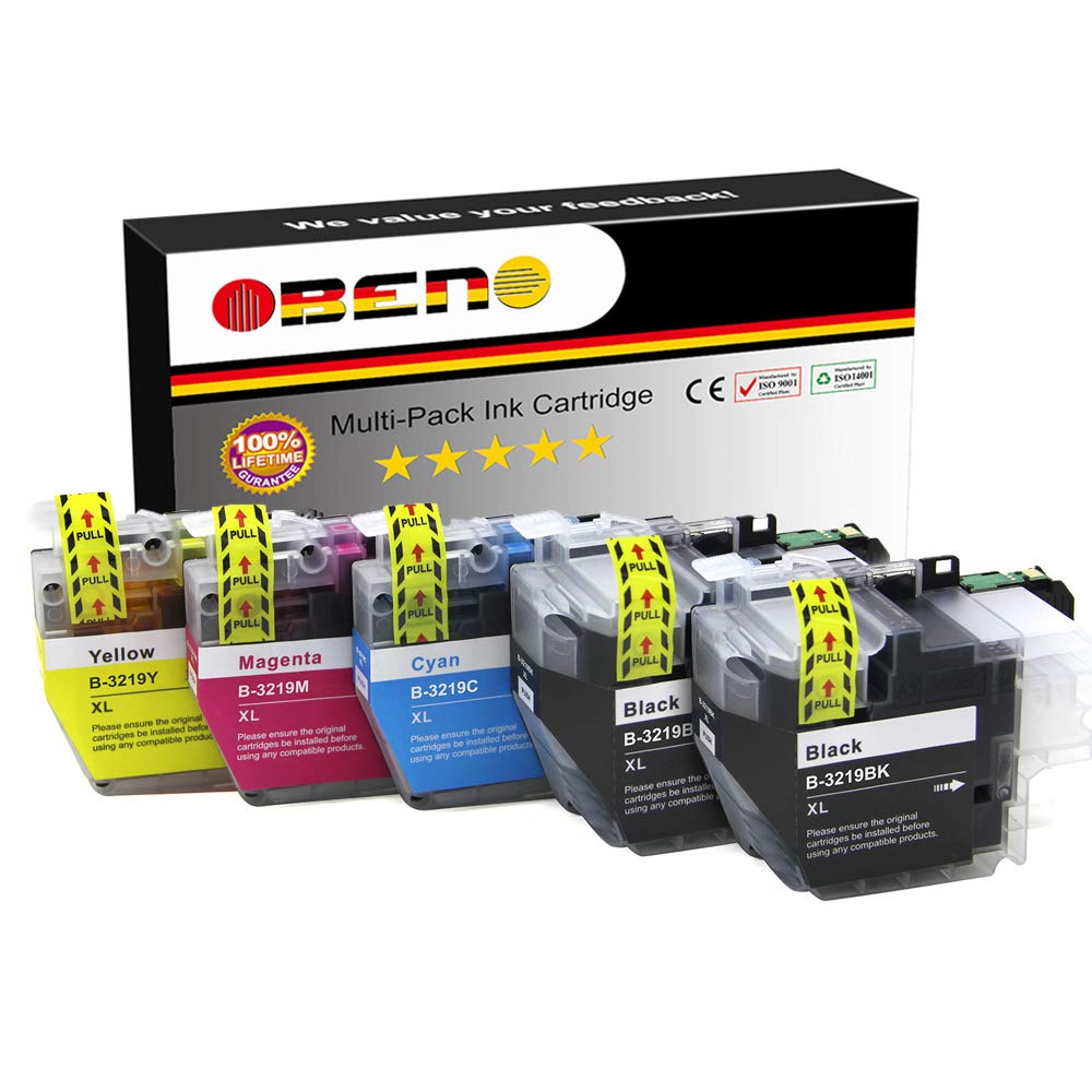 OBENO - 1 Set 1BK- LC3219 5 Packs Compatible Ink Cartridge for Brother MFC-J5330DW MFC-J5335DW MFC-J5730DW MFC-J5930DW/ J6530DW/ J6930DW/ J6935DW(2 Black, 1Cyan, 1Magenta, 1Yellow)