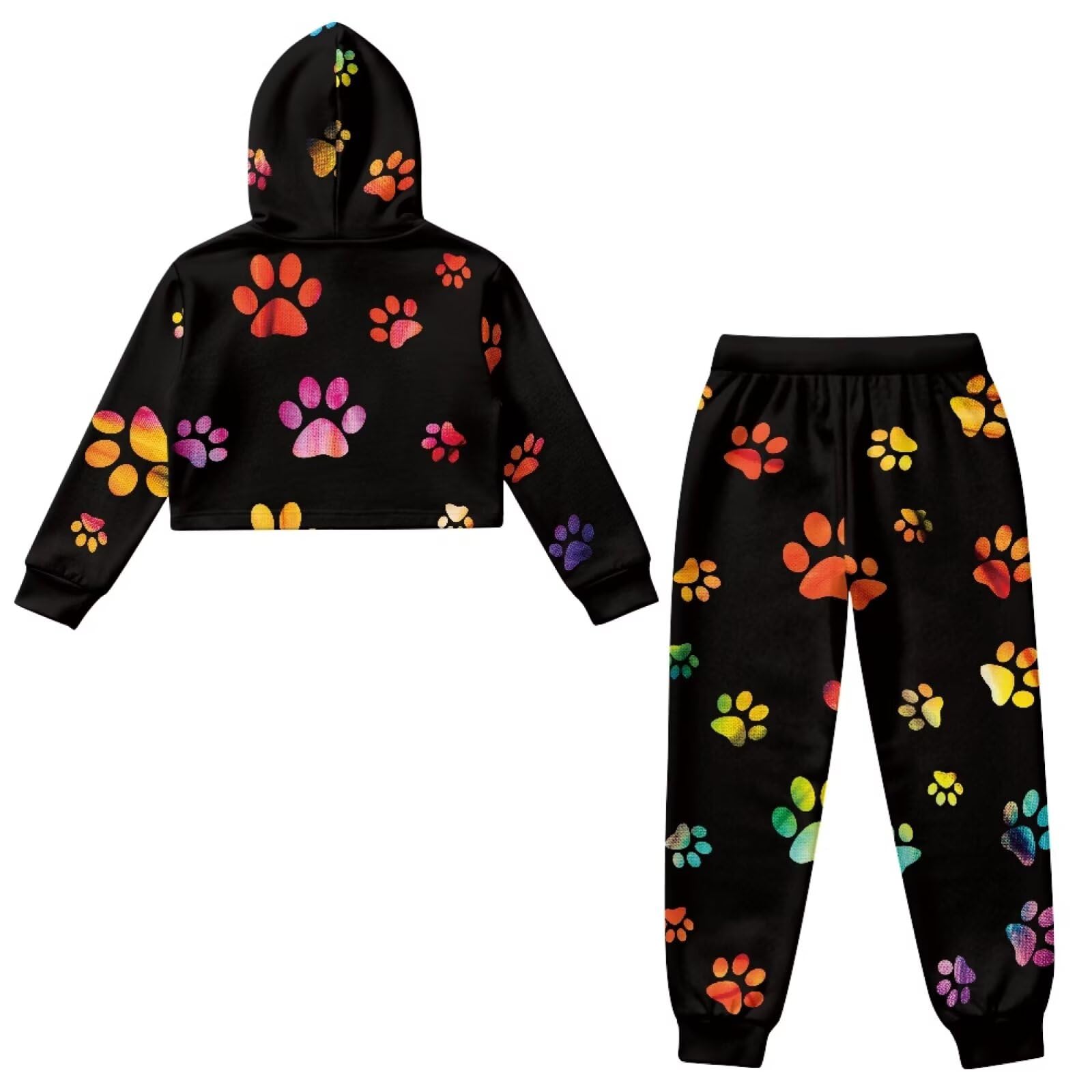 Dziewczęcy kombinezon dresowy, 2-częściowy zestaw z kapturem z długim rękawem, bluzy i spodnie dresowe, dziecięca bluza z kapturem, jesienny dres dla dziewczynek