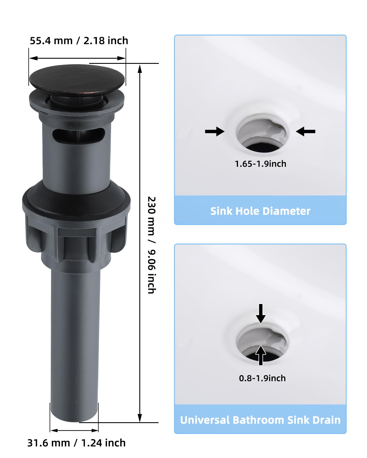 PF WaterWorks Pop-Up Drain Trim Kit - Oil Rubbed Bronze Drain Flange & Stopper Replacement