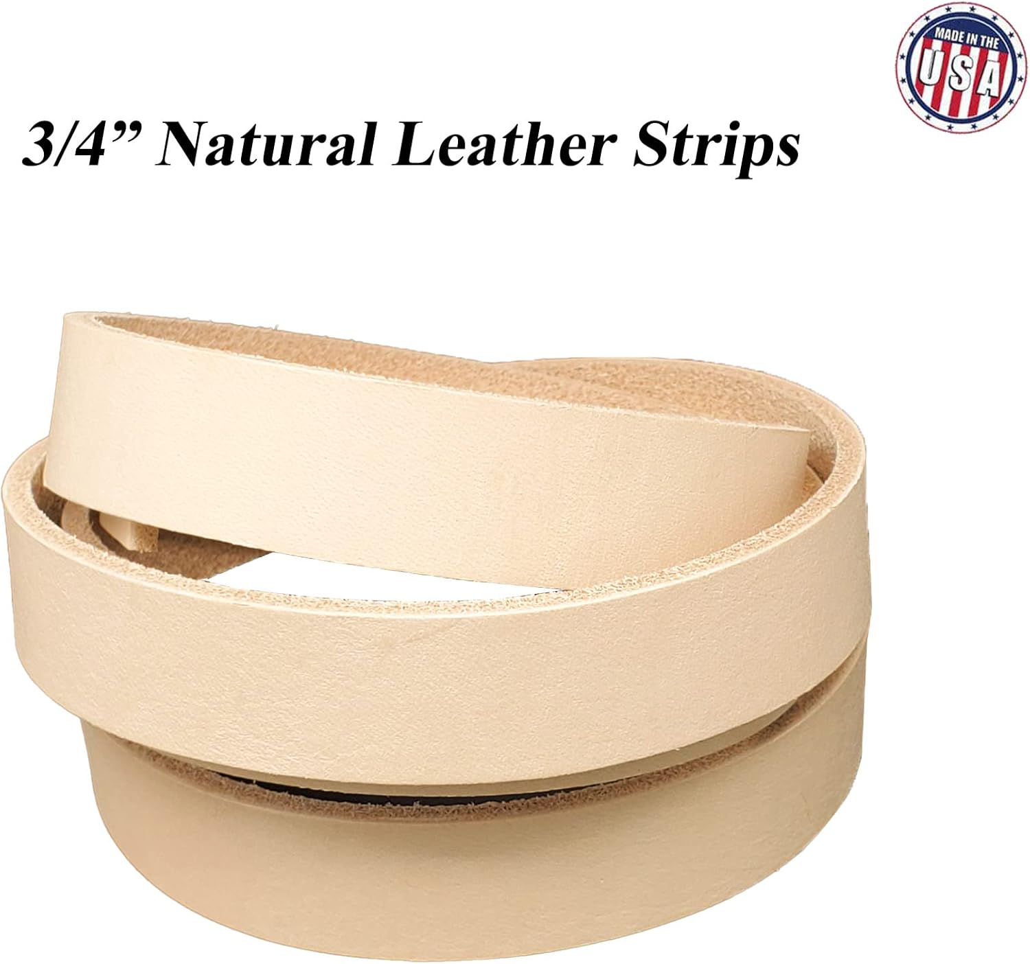Natural Leather Strips 5/8 Inch Wide - Leather Strip up to 96 Inch Long – 5-6 oz. (2 – 2.4 mm) Pitka Leather (5/8" x 84")