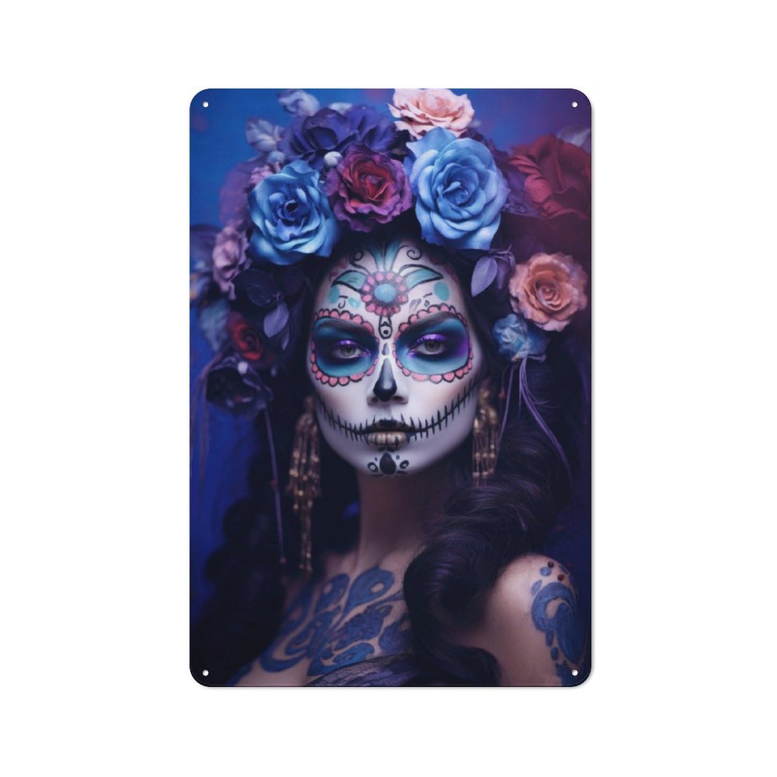 Junmoney Blue Skies Of The Dead Retro-Style Tin Sign 30X20cm For Man Cave Or Games Room, A Metal Wall Feature For Games Rooms And Man Caves