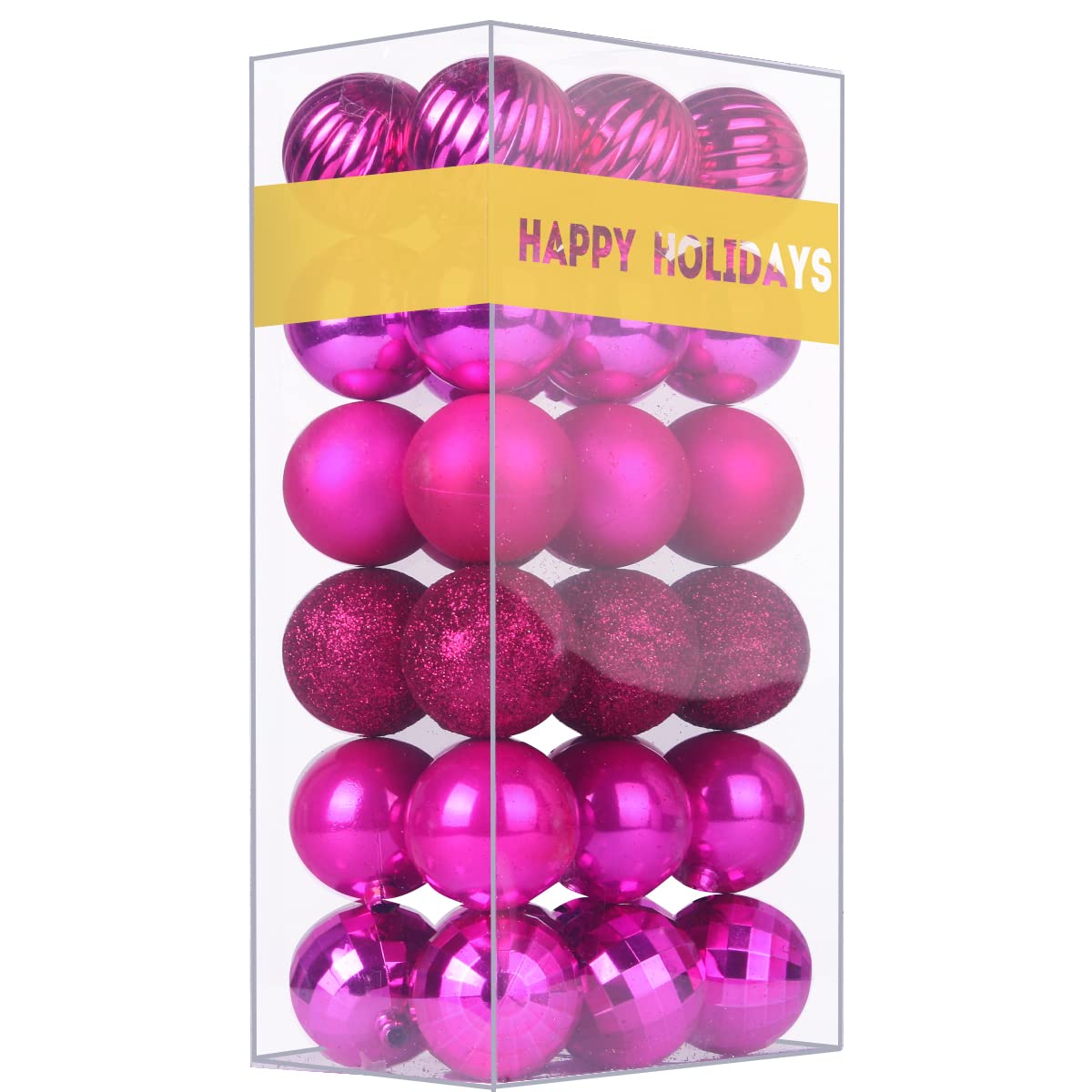 Petites boules de Noël incassables fuchsia 4,1 cm pour décoration de mariage et Halloween