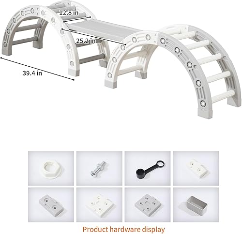 Miniatura 7 de UNICOO Juego de escalada 4 en 1 para niños, escalador de doble arco, rampa de escalada de doble cara, hamaca mecedora, juguetes de escalada para