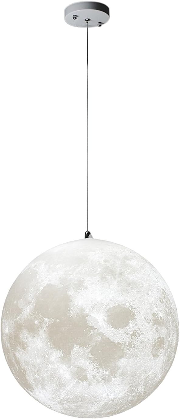 Moon Pendant Lamp 3D Printing Ceiling Light 3200K 6500K E26 LED Bulb Included 18"/45cm Diameter
