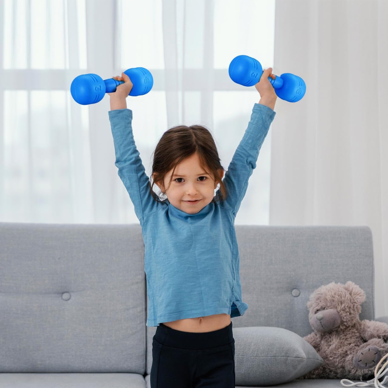 BESPORTBLE 3 Pairs Kids Dumbbells Weight Set with Sound - Plastic Barbell Hand Weights for Toddlers Fitness Exercise - Home Gym Workout Equipment Gift for Boys Girls Ages 4-8, Assorted Colors