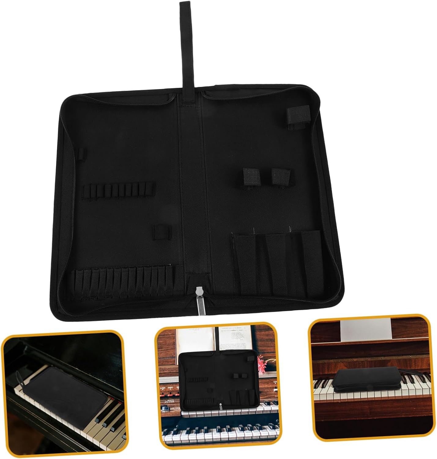Piano Tuning Tool Organizer Bag, Black Oxford Cloth Storage Case