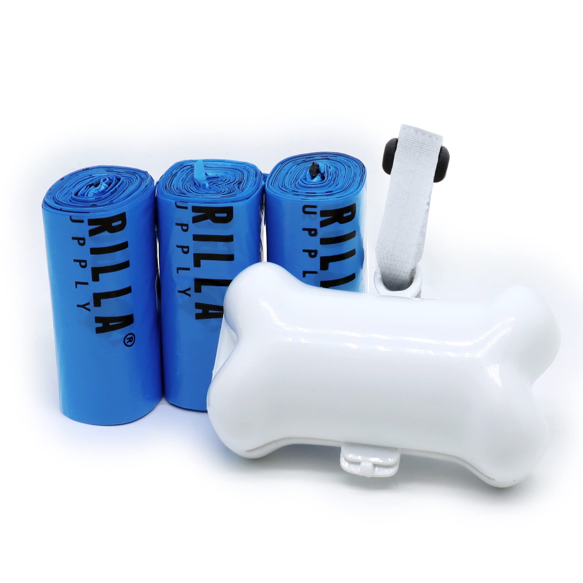 Gorilla Supply 60 Blue Pet Poop Waste Bags with White Dispenser, EPI Technology, 3 Refill Rolls