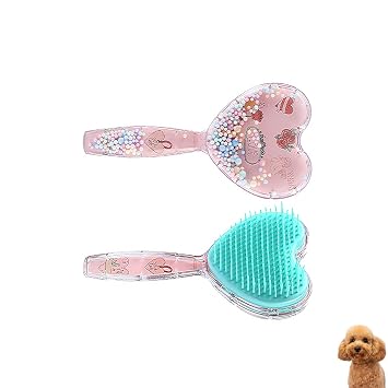 Small Soft Dog Grooming Brush, Pet Massage Hair Brush - Pink Blue