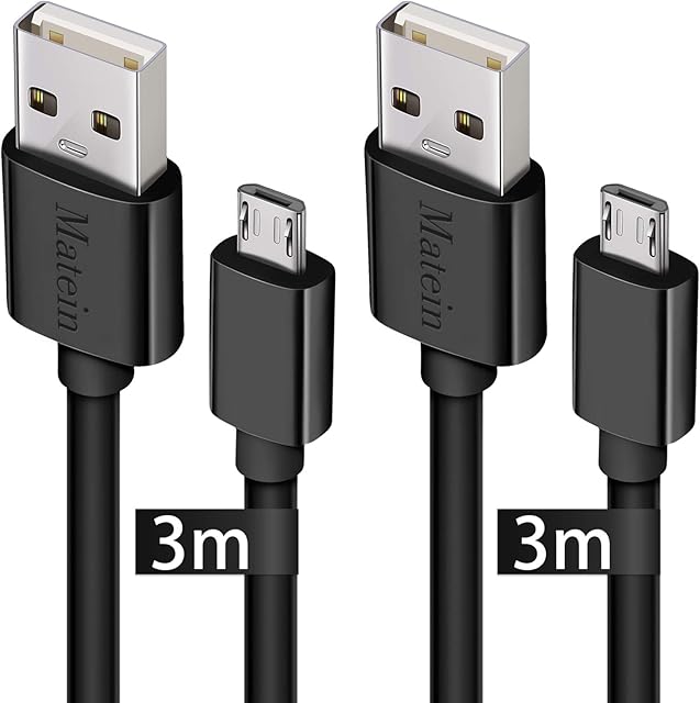 MATEIN Micro USB Cable [2 Pack 3m], 10FT Android Charger Cables Extra Long Fast Charger USB Compatible For Nintendo, Xbox, PS4, Samsung Galaxy S6 Note5 4, Honor, Nexus, LG, Sony - Black