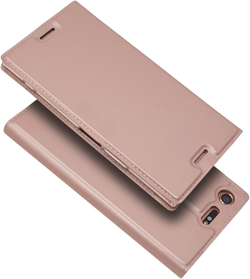 KKEIKO Sony Xperia XZ Premium Case, Ultra Fit Flip Folio Leather Case with [Kickstand] [Card Slot] [Magnetic Closure] Full Body Protection Shockproof Cover for Sony Xperia XZ Premium - Rose gold
