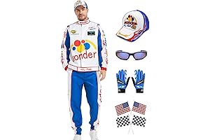 Ricky Bobby Costume Women: Talladega Nights Racing Jumpsuit with Hat & Flag