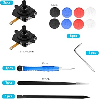 2 PCS Replacement Analog Joystick for Oculus/Meta Quest 2 Controller, Left or Right Joystick Analog Thumb Stick Repair Kit with Joystick caps, VR Analog Thumb Stick Repair Tool Replacement Accessories