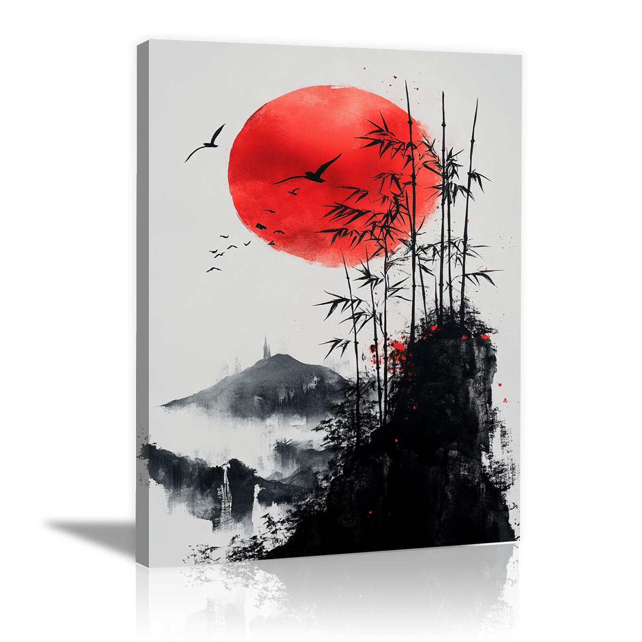 Amazon.co.jp: SHYAMIC アートパネル 抽象 飾り絵画, 山の夕暮れ植物