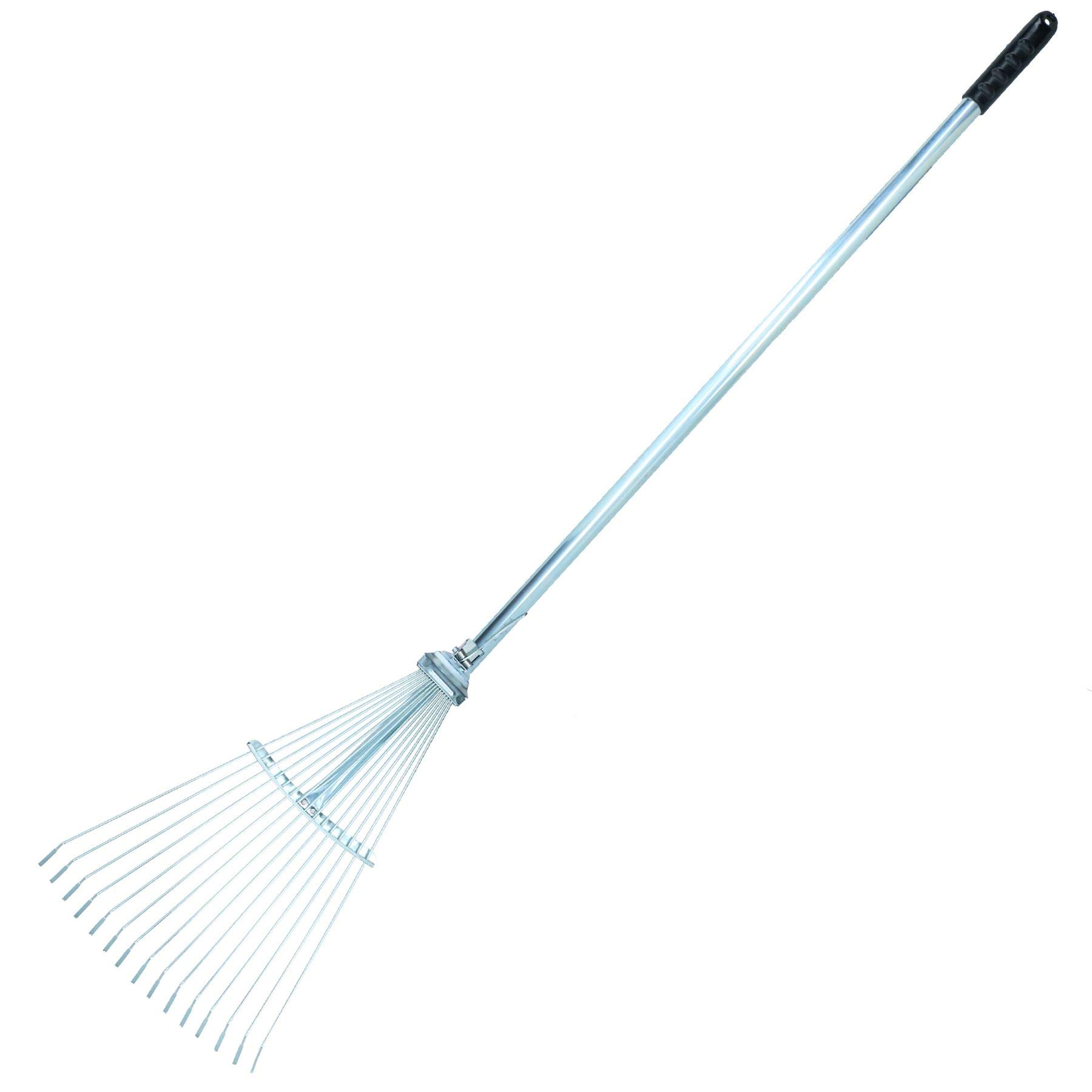 Expanding Lawn Rake Soil Leaves Leaf Raker 15 Teeth 190-570mm Span