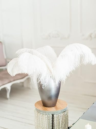Miniatura 6 de Plumas de avestruz para centros de mesa 24 plumas de avestruz de 10-12 pulgadas a granel, plumas grandes para centros de mesa, mesa, arreglo floral