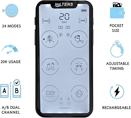 Miniatura 3 de Dispositivo de máquina Tens Unit 24 modos de masaje, estimulador muscular para la parte inferior de la espalda, cuello, hombro, alivio del dolor,
