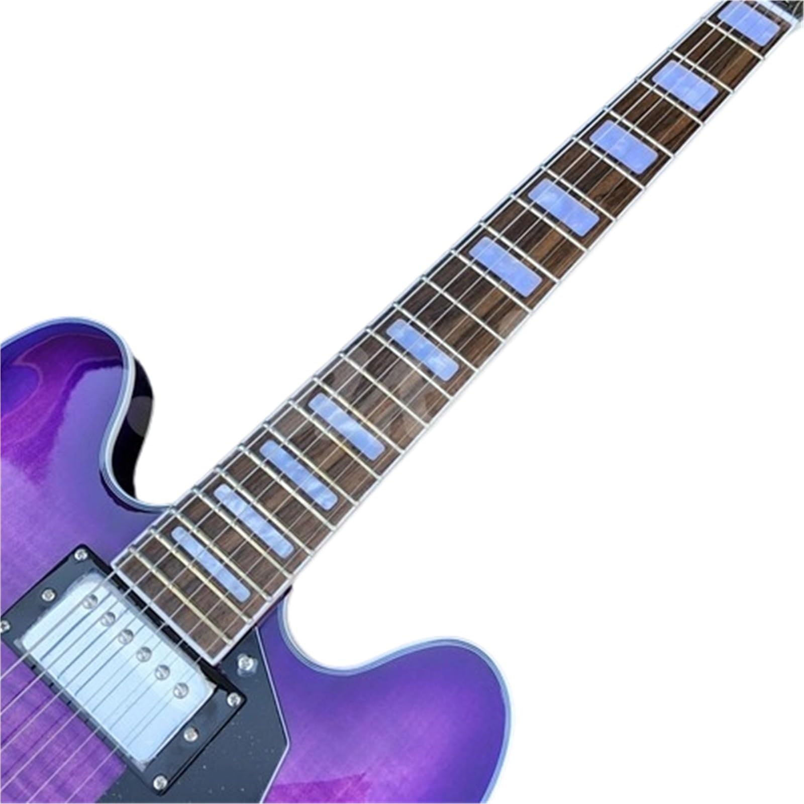 Gitara Elektryczna Humbucker Pickup Gitara Elektryczna Flame Maple Semi Hollow Body Jazz 6 Struny Chromowany Sprzęt