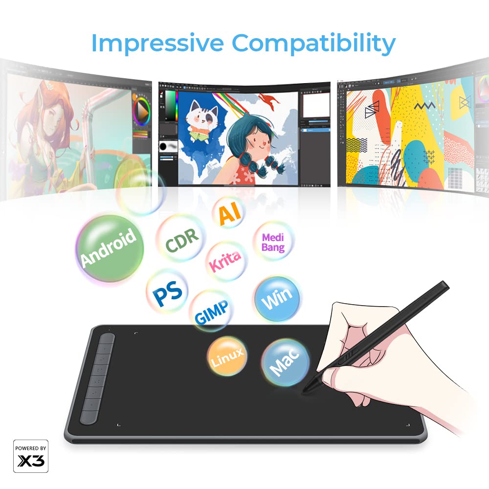 XPPen Deco LW Tablette Graphique à Stylet 10x6 Pouces Sans Fil