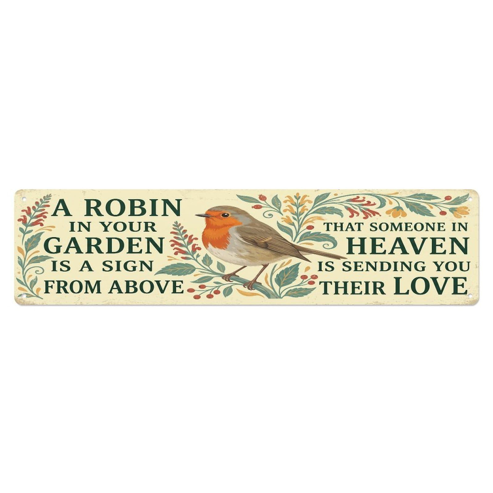 European Robin Heaven Love Salvia Metal Tin Sign