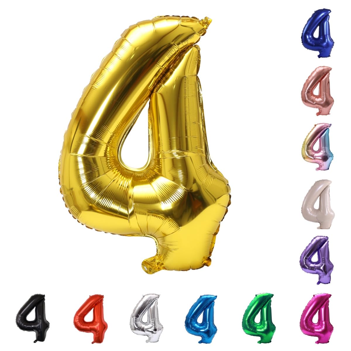 YPSelected 32 Inch Large Foil Helium Number Balloon Birthday Wedding Party 0-9 (Gold, 4)