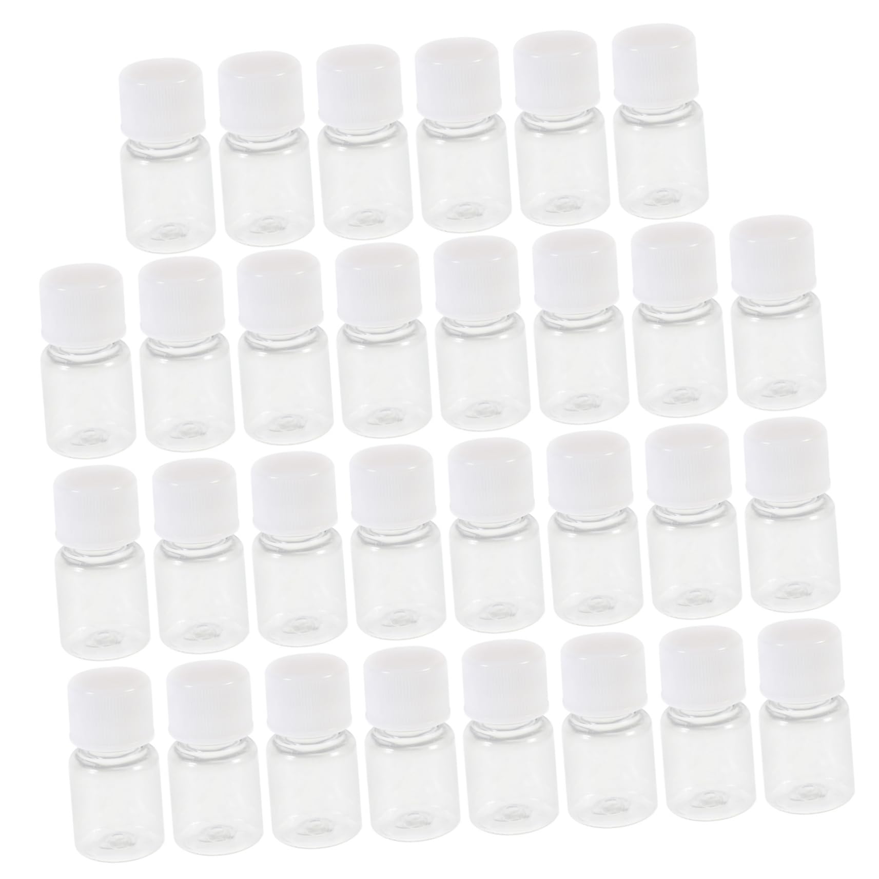 STOBAZA 5ml Plastic Bottles Caps 30pcs Mini Bottles for Liquid Storage Wide Mouth Sample Dispensing for Lab