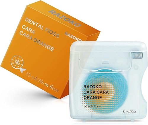 Hilo dental tejido con infusión de aceite de coco, vegano y libre de crueldad, naranja suministro de 2 meses (33 yardas x 1 unidad)