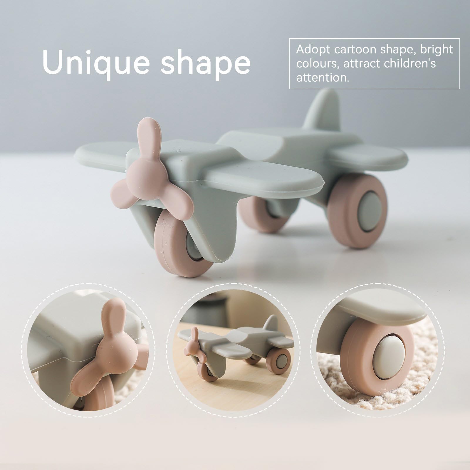 Von 4 Baby Beißspielzeug Auto Thema, Kauspielzeug, sicherer Silikon Beißring, Handgriff, Linderung von Zahnungsschmerzen für Kleinkinder und Kleinkinder
