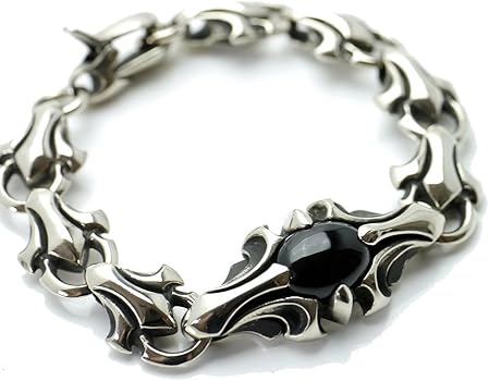 Amazon | [シルバーワン] bi ブレスレット メンズ シルバー色 ブラック