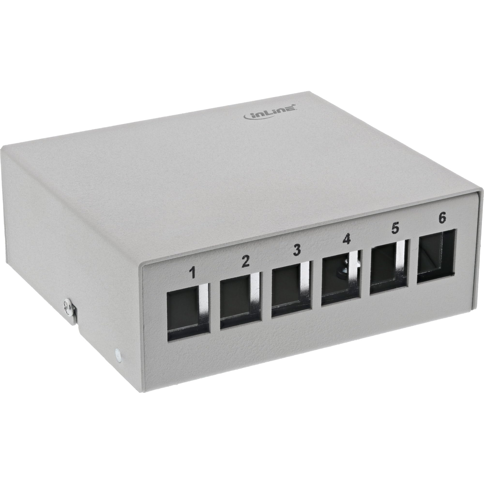 InLine® Patch panel box surface-mounted for 6x Keystone RJ45, metal, light grey RAL7035, 76266
