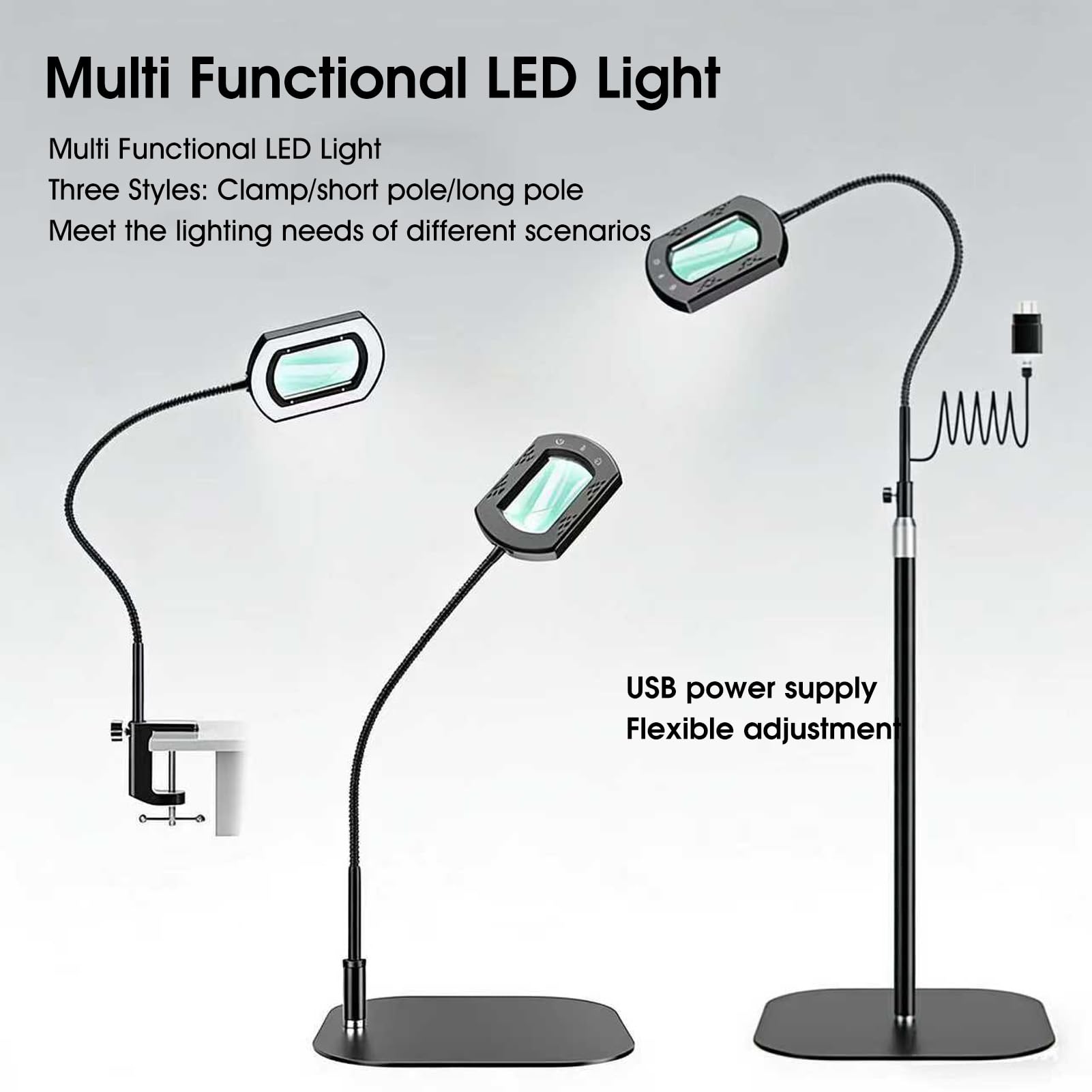 Lámpara de Aumento 10X con 5 Modos de Color, Luz Regulable, Lupa Flexible con Luz LED de Cuello de Cisne con Soporte y Abrazadera para Lectura, Manualidades, Pintura, Trabajo