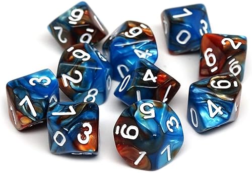 Colección D10 de granito de cobalto y cobre de diez unidades – Paquete de 10 dados numerados a juego de 10 caras – Perfecto para juegos de guerra de