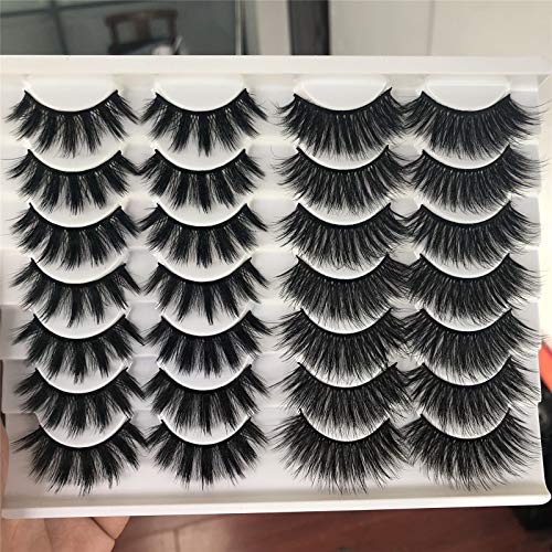 ALICROWN False Eyelashes Mixed Dramatic Thick 2 Styles Lightweight Handmade Soft Volume 14 Pairs Faux Mink Lashes Pack