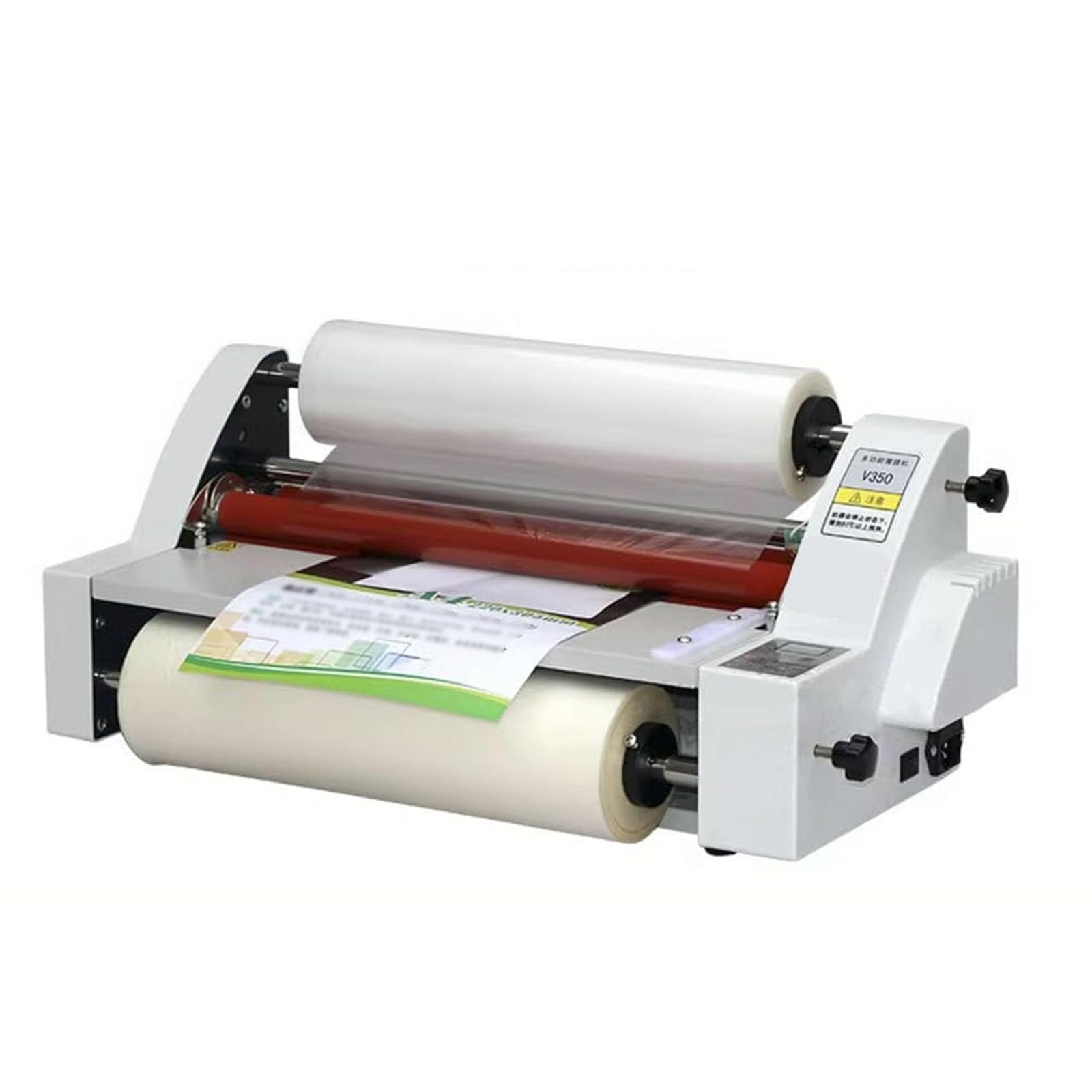 Laminatore a caldo e a freddo, plastificatrice termica monofacciale e bifacciale V350 con display digitale, velocità della macchina laminatrice da 350 mm, 1,1 m/min, for carta, cartone, impiallacciatu