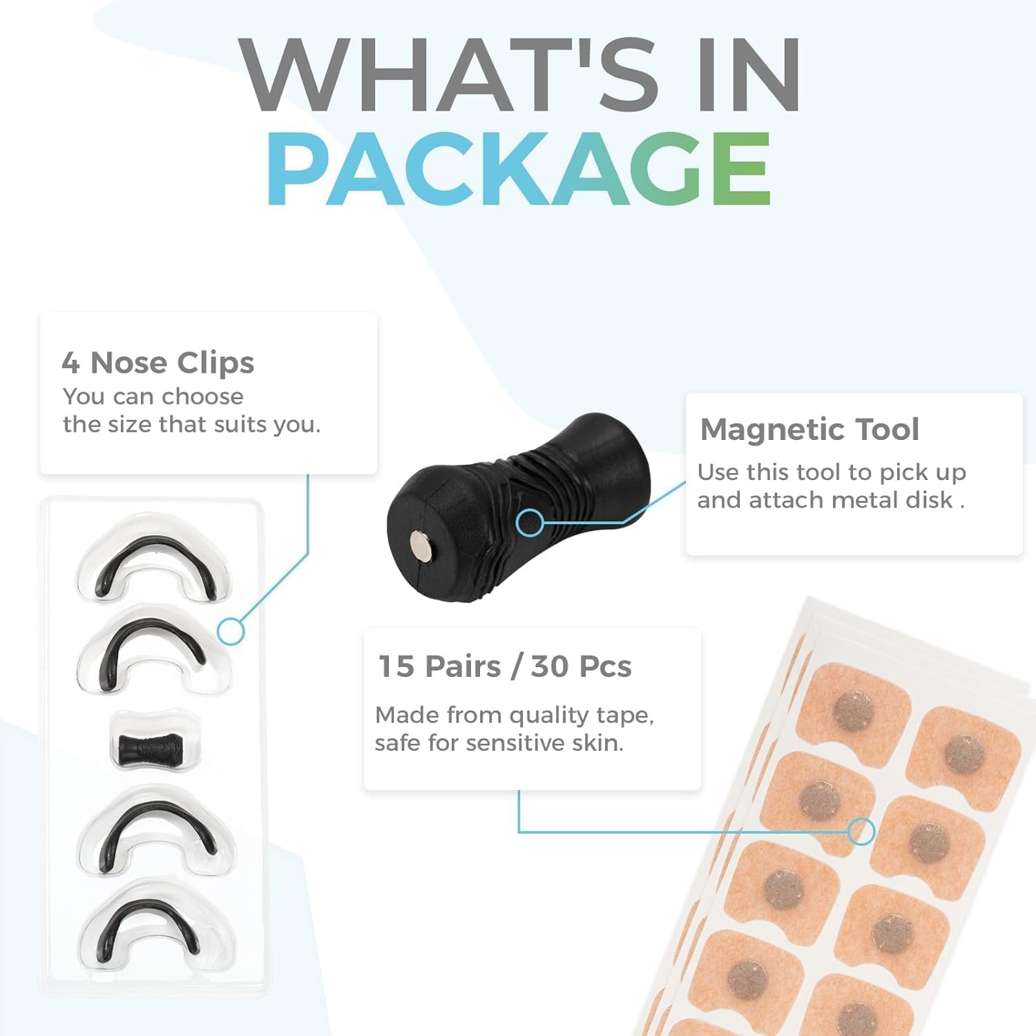 VANSHORA Breathing Nasal Strip Starter Kit for Snoring Relief Sleep Support Nasal Dilator for Easy Breathing Oxygen Intake Boost Anti Snore Strips with Magnetic Band 15 Count 1