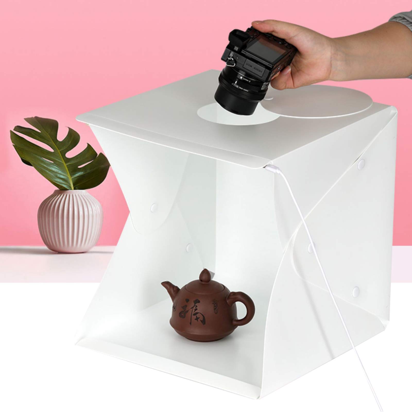 Mini Studio Photo Boîte à Lumière LED Lightbox Cube Lumineux 40x40cm Tente de Shooting Pliant Portable avec Fond Noir/Blanc pour Bijoux, Jouets, Montres Photographie etc