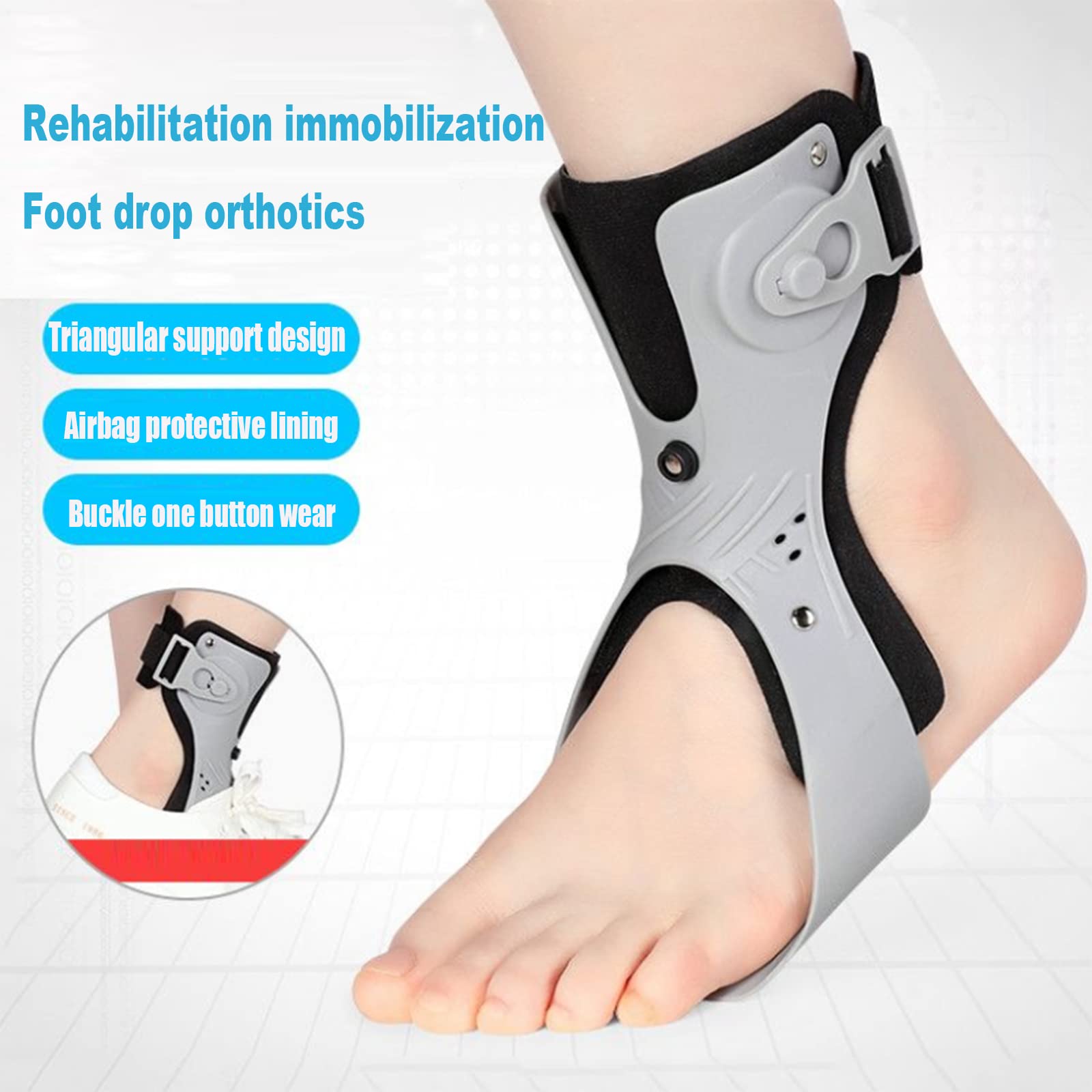 Orthese für Fußheberschwäche， Fußheberorthese, AFO-Fußheberorthese, Knöchelorthese, Unterstützung bei Hemiplegie, Schlaganfall, Schuhen, Gehen(A/Left,L)