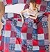 Jessy Home Plaid Quilt Set Queen Bedspreads Coverlet Set Red Blue White Patchwork Queen Size Quilt Set Bedding Soft Lightweight Quilts Coverlet Country Reversible Quilt Bed Spread with 2 Pillow Shams