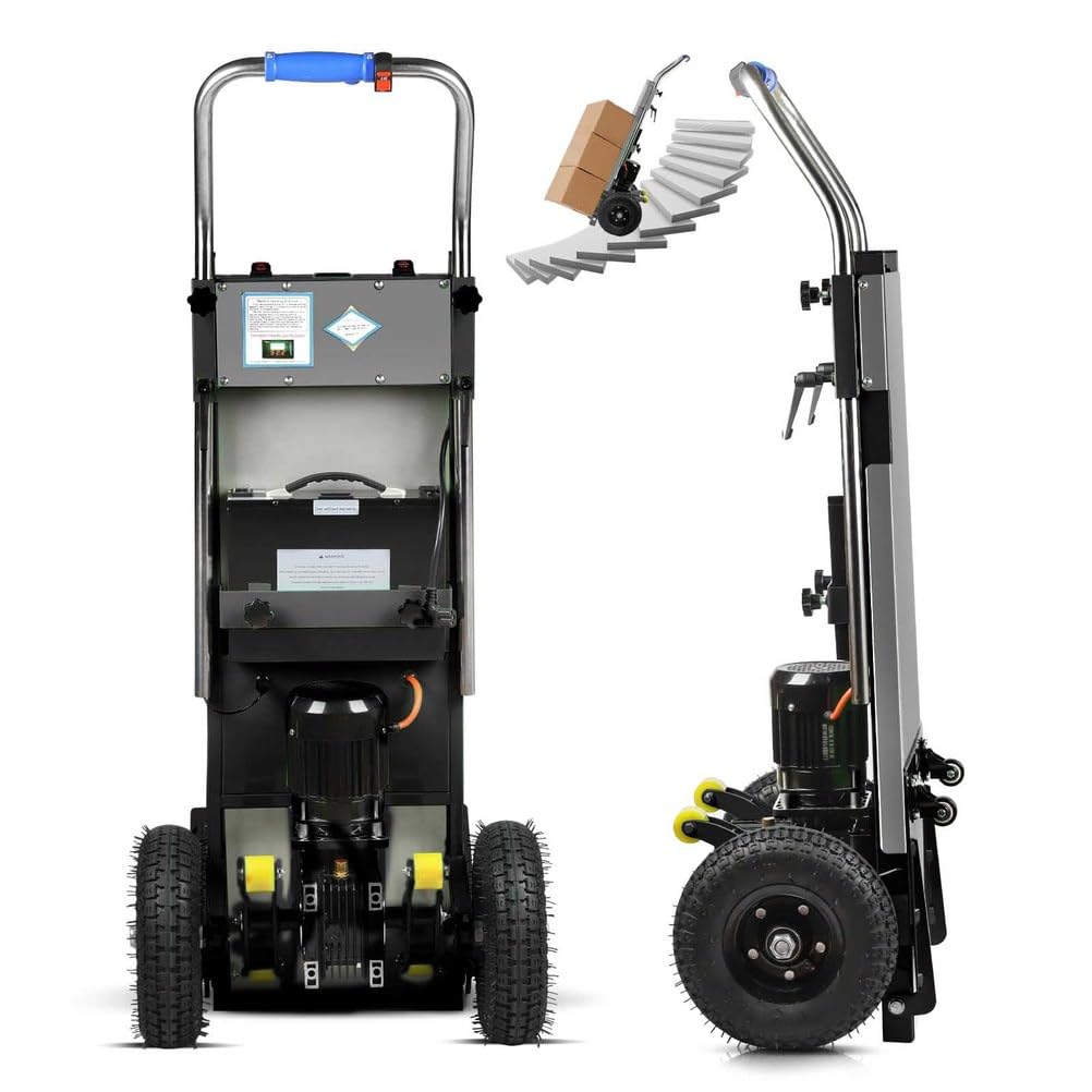 Electric Sack Truck, Heavy Stair Climber, Electric Stair Climber, for Furniture Transport, Stairs & Descents, with Safety Rope Air Pump,001