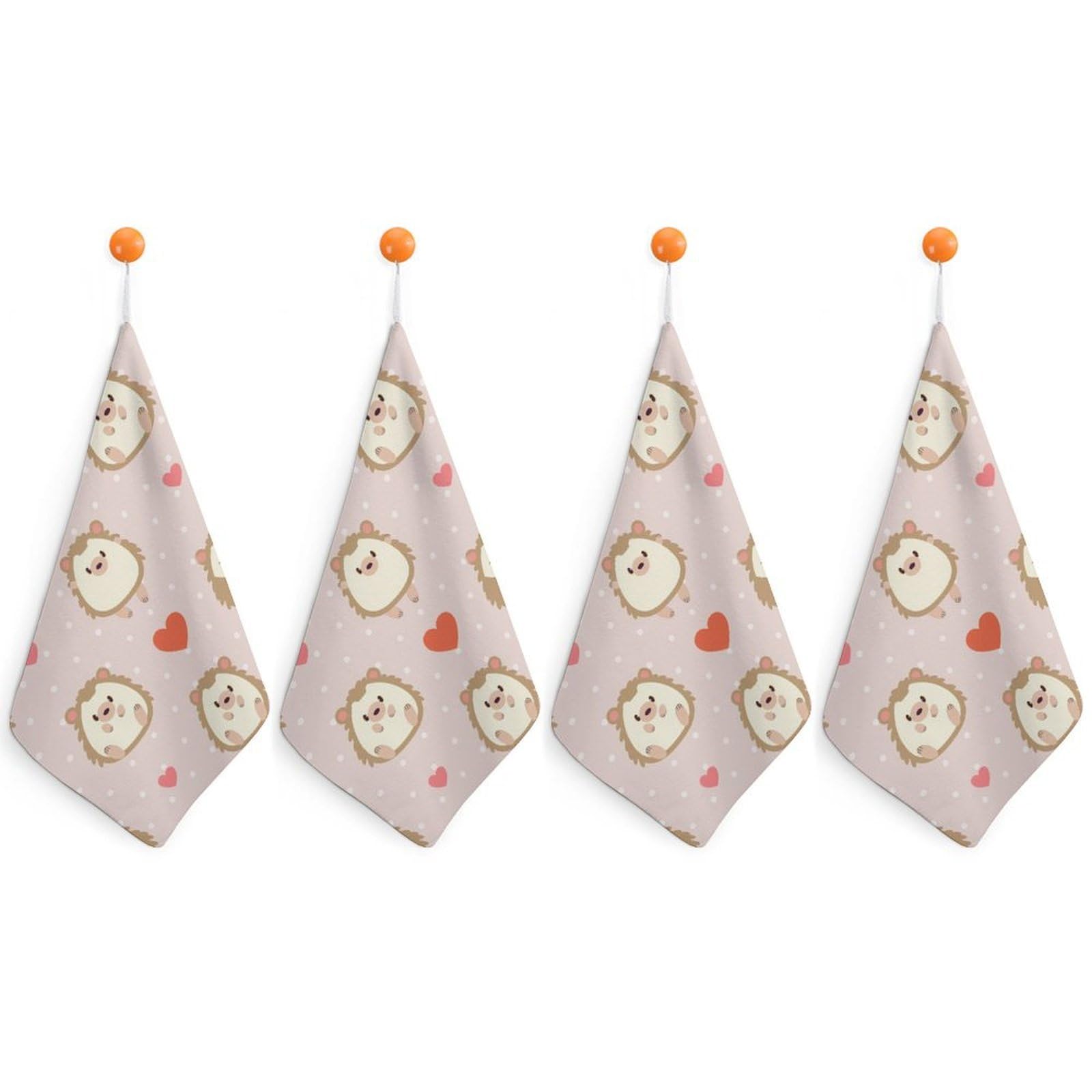 LWORZIIB 4 Piece Hanging Hand Towels, Cute Cartoon Hedgehog Small Dry Hand Towel for Kitchen Bathroom
