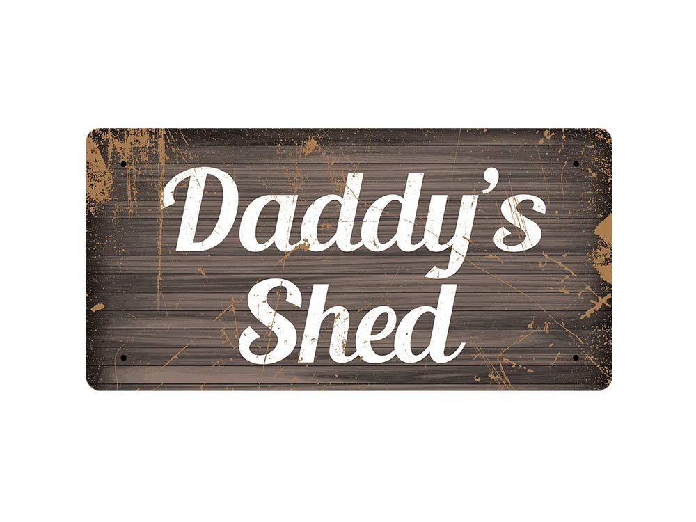 Mcmug White - Daddy's Shed - Metal Sign, Decorative Sign, 200Mm X 100Mm