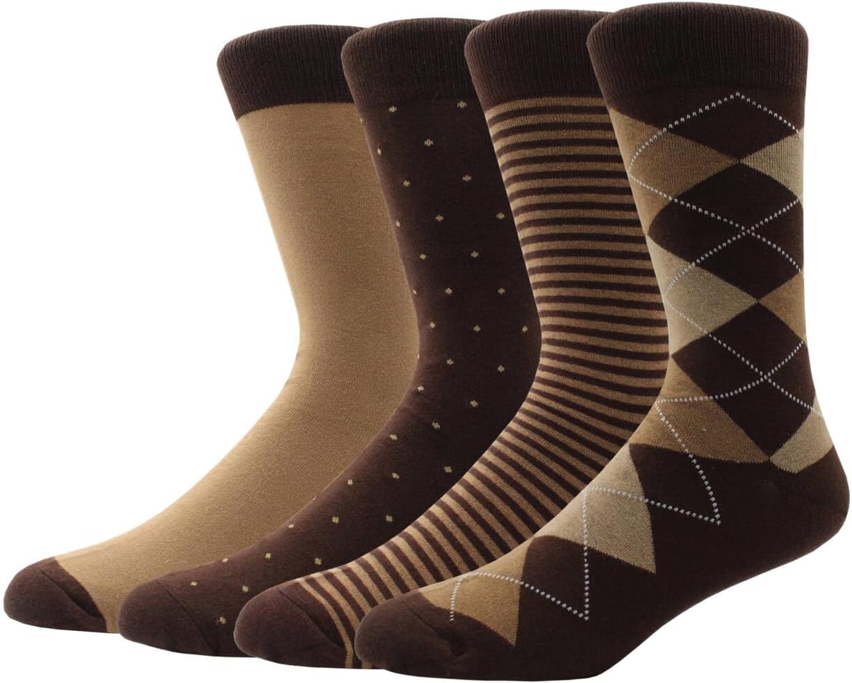 BLBJYPZX Mens Brown Dress Socks 10-13, Work Crew Cotton thick tall wide Calf Long Socks Size 9-12 13-15