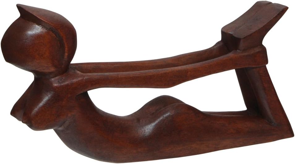 Cultural Elements Hand Carved Bow Pose Yoga Statue, Indonesia
