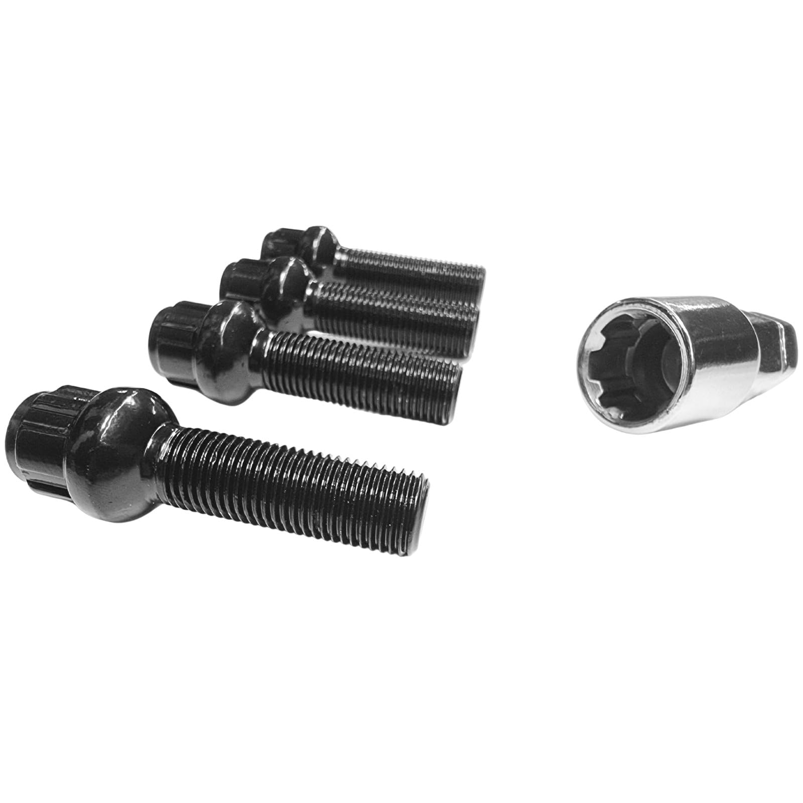 Felgenschloss M14x1,5x45mm Kugelbund R14 kompatibel mit Mercedes-Benz 4x schwarze Felgenschlösser Felgensicherungen-Set Felgen-Diebstahlsicherung Radsicherungen Radschlösser Radschrauben Radschrauben